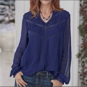 Sundance Sheer Swiss Dot Long Sleeve Blouse